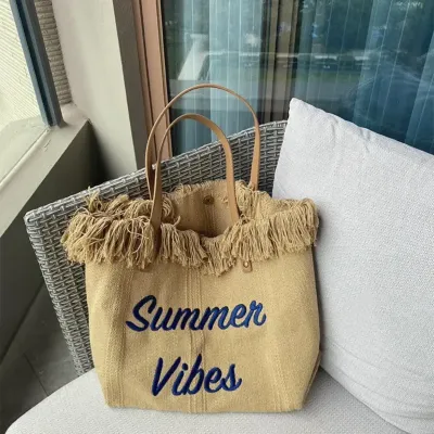  CANVAS BAG EMBROIDERED LETTER TOTE BAG